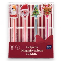 389619 DŁUGOPISY ŻELOWE Z TOPERAMI 4 KOL CHRISTMAS&nbsp;INTERDRUK
