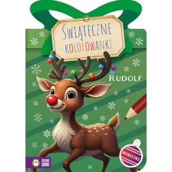 887654 ŚWIĄTECZNE KOLOROWANKI. RUDOLF. ZIELONA SOWA