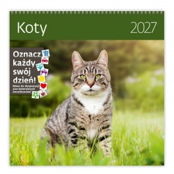 052406 KALENDARZ ŚCIENNY KOTY 2027 Z NAKLEJKAMI 30 X 30 CM MARKI NARCISSUS SZTUKA RODZINNA