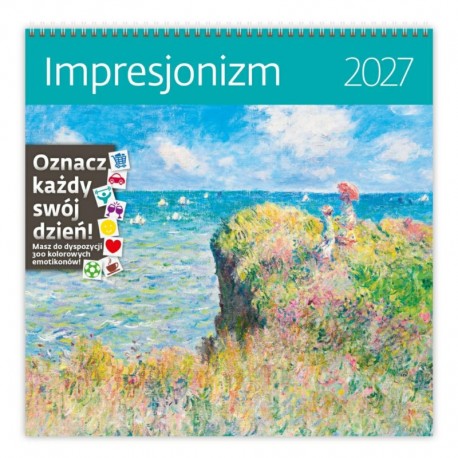 052451 KALENDARZ ŚCIENNY 2027 IMPRESJONIZM Z NAKLEJKAMI 30 X 30 CM MARKI NARCISSUS SZTUKA RODZINNA