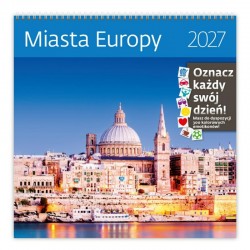 052475 KALENDARZ ŚCIENNY 2027 MIASTA EUROPY Z NAKLEJKAMI 30 X 30 CM MARKI NARCISSUS SZTUKA RODZINNA