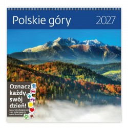 1052482 KALENDARZ ŚCIENNY 2027 POLSKIE GÓRY Z NAKLEJKAMI 30 X 30 CM MARKI NARCISSUS SZTUKA RODZINNA