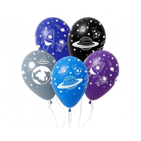 150117 BALONY KOSMOS, RÓŻNE KOLORY, 30 CM, 5 SZT GODAN
