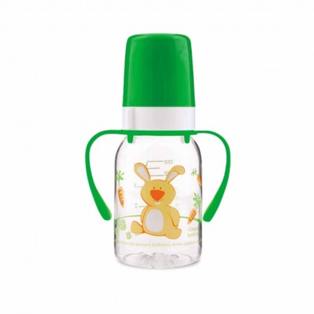 18239 CANPOL BUTELKA DEKOROWANA WESOŁE ZWIERZAKI Z UCHWYTEM 120 ML