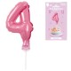 113587 GODAN BALON FOLIOWY NA PATYKU CYFRA 4 RÓŻOWA