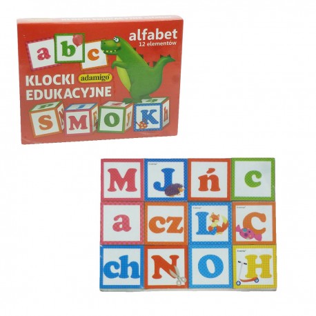 003679 KLOCKI EDUKACYJNE ADAMIGO ALFABET 12 ELEMENTÓW