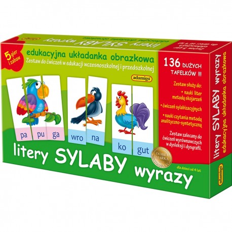 006076 ADAMIGO EDUKACYJNA UKŁADANKA OBRAZKOWA LITERY SYLABY WYRAZY