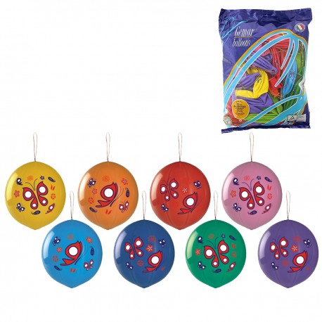 905724 GODAN BALONY PASTELOWE PIŁKA Z MOTYLEM NA GUMCE 50 SZTUK