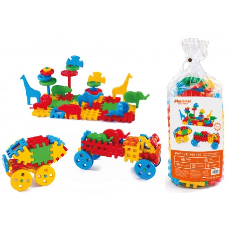 MARIOINEX KLOCKI KONSTRUKCYJNE WAFLE 100 SZTUK MIX