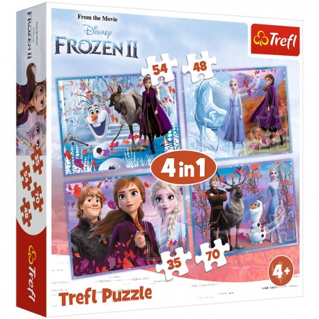 34323 TREFL PUZZLE 4W1 FROZEN II PODRÓŻ W NIEZNANE