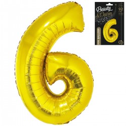 633020 GODAN BALONY HEL CYFRA 6 ZŁOTE 92 CM