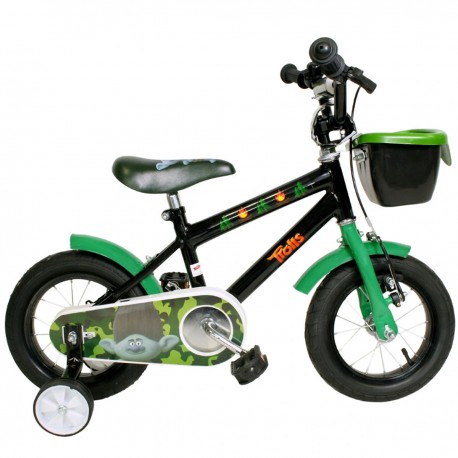 472684 ROWEREK 12" Z BOCZNYMI KOŁAMI TROLLE ZIELONY