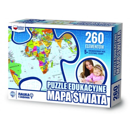 907040 PUZZLE EDUKACYJNE MAPA ŚWIATA