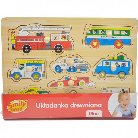 836122 SMILY PLAY UKŁADANKA DREWNIANA POJAZDY