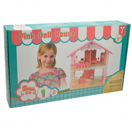 822700 DREWNIANY DOMEK DLA LALEK Z WYPOSAŻENIEM