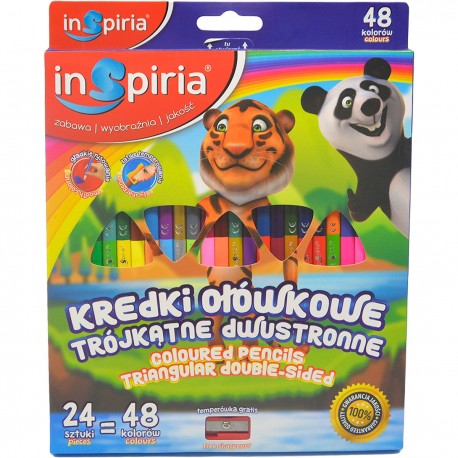 007697 KREDKI OŁÓWKOWE 24 SZTUK 48 KOLORY DWUSTRONNE