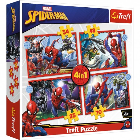 34384 TREFL PUZZLE 4W1 BOHATERSKI SPIDERMAN