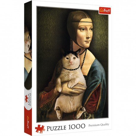 10663 TREFL PUZZLE 1000 EL. DAMA Z KOTEM