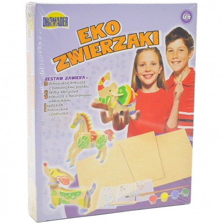 007228 KLOCKI DREWNIANE EKO ZWIERZAKI W PUDEŁKU