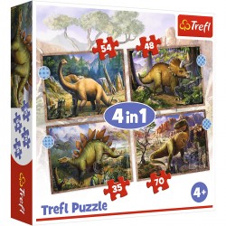 34383 TREFL PUZZLE 4W1 CIEKAWE DINOZAURY