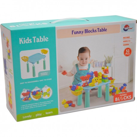 614919 ZESTAW STOLIK DO UKŁADANIA KLOCKÓW 53 EL