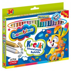 000447 KREDKI BAMBINO 24 KOLORY + TEMPERÓWKA