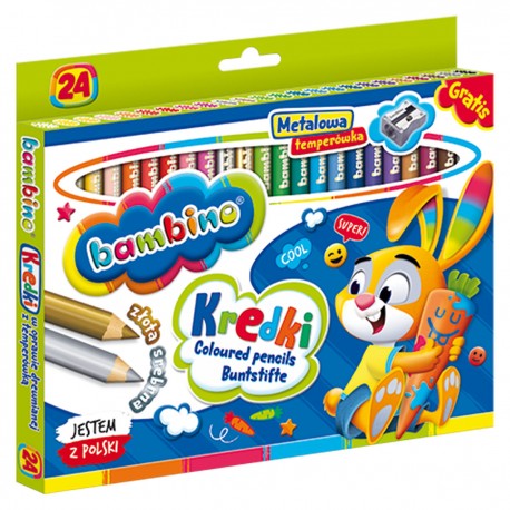 000447 KREDKI BAMBINO 24 KOLORY + TEMPERÓWKA