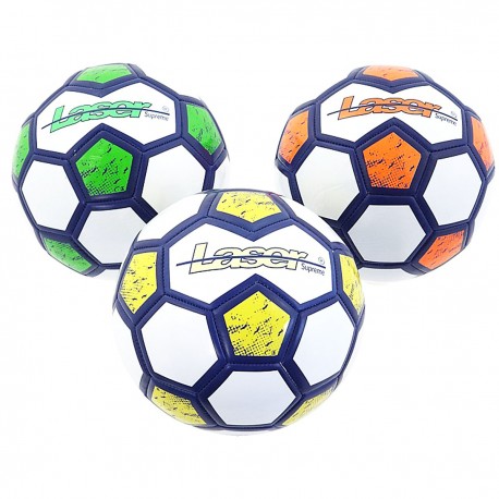 493919 PIŁKA DO GRY W PIŁKĘ NOŻNĄ LASER 3 WZORY BIAŁA