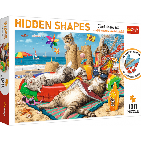 10674 TREFL PUZZLE 1011 EL. UKRYTE KSZTAŁTY Kocie wakacje