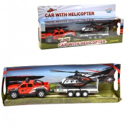 453759 AUTO METALOWE Z PRZYCZEPĄ I HELIKOPTEREM