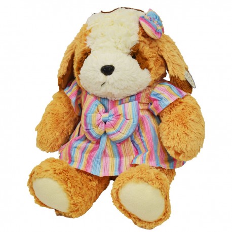 089311 PLUSZOWY PIESEK DZIEWCZYNKA w SUKIENCE 35 cm