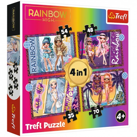 34614 TREFL PUZZLE 4w1 MODNE LALECZKI - RAINBOW HIGH