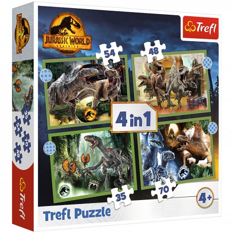 34607 TREFL PUZZLE 4w1 JURASSIC WORLD - DINOZAURY