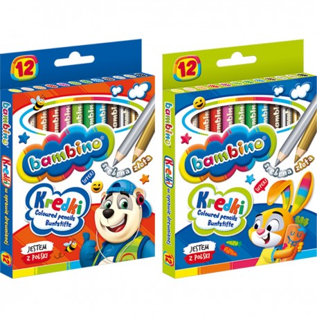 000294 BAMBINO KREDKI 12 KOLORÓW DREWNIANE